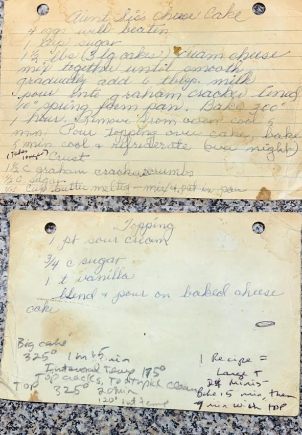 Recipe in Theresa's handwriting